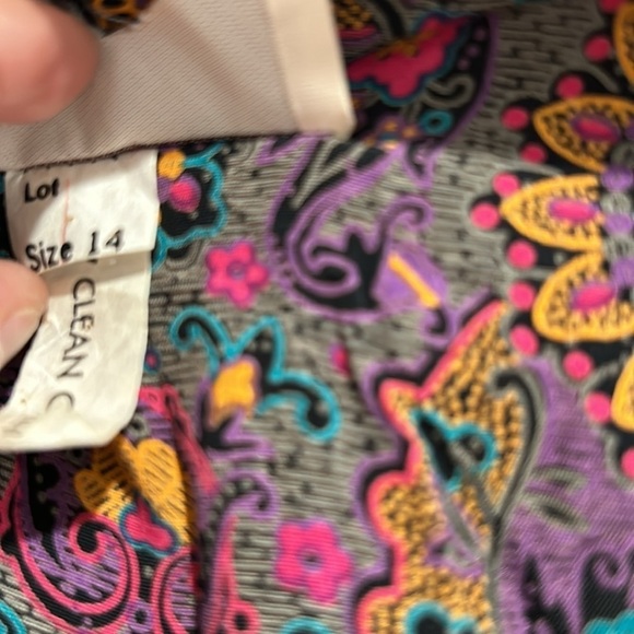 Vintage 80s Mindy Malone Dress Contrasting prints Bloused Top size 14 women maxi - Picture 5 of 7